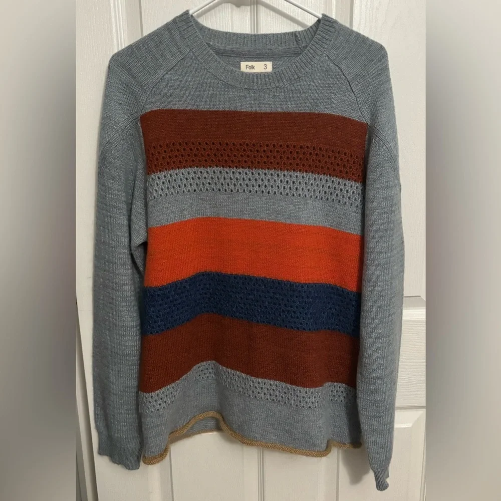 Folk | Honeycomb Stripe Jummy‎ in Moody Blue Stripe Men’s Sz 3/M